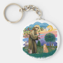 St Francis (ff) - Orange Tabby cat Keychains