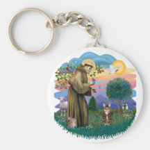 St francis (ff) - Tabby Tiger cat Key Chain