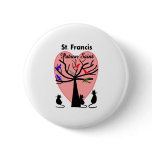 St Francis Patron Saint--Unique Tree and Animals Pinback Button