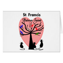 St Francis Patron Saint--Unique Tree and Animals Greeting Cards