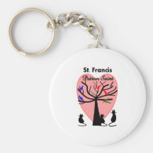 St Francis Patron Saint--Unique Tree and Animals Key Chains