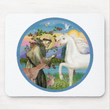 St Francis - White Arabian Horse Mouse Pads