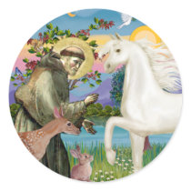 St Francis - White Arabian Horse Stickers