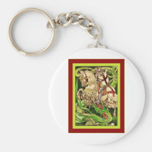 St. George and the Dragon  ~ Vintage Art Nouveau Keychains