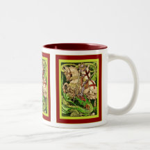 St. George and the Dragon  ~ Vintage Art Nouveau Coffee Mugs