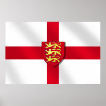 St. George's cross flag England 3 lions 2012Poster