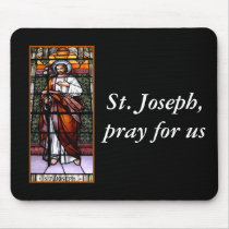 St. Joseph pray for us - stained glass window Mousepads