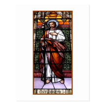 St. Joseph pray for us - stained glass window Postcard