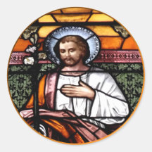 St. Joseph pray for us - stained glass window Round Sticker