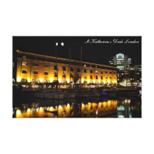 St Katherines Dock London night View Stretched Canvas Print