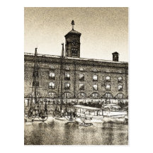 St Katherine's Dock London sketch Postcard