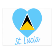 St Lucia Flag Heart Postcard