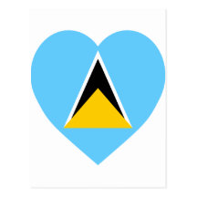 St Lucia Flag Heart Postcards