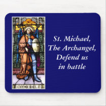St. Michael The Archangel Stained Glass Window Mouse Mats