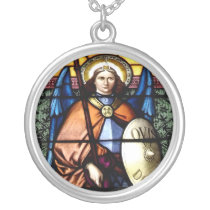 St. Michael The Archangel Stained Glass Window Personalized Necklace