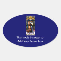 St. Michael The Archangel Stained Glass Window Oval Stickers