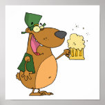 St Patrick bear drinking beer posters