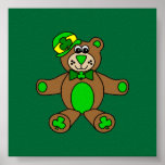 St.Patrick day Teddybear-dark green posters