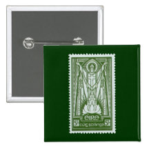St. Patrick Irish Postage Stamp Button