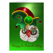 ST PATRICK JEWEL OWL AND  ELF HAT WITH SHAMROCK CARDS