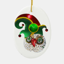 ST PATRICK JEWEL OWL AND  ELF HAT WITH SHAMROCK CHRISTMAS ORNAMENTS