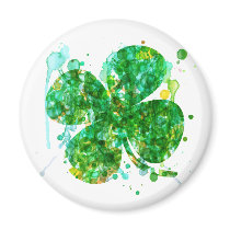 St. Patricks Day Abstract Shamrock Art Fridge Magnets