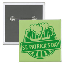 St. Patrick's Day Beer logo Pinback Buttons