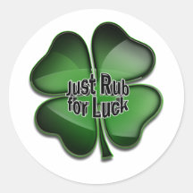 St. Patrick's Day Bling, rub for luck Stickers