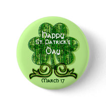 St. Patrick's Day Button ~ Grunge Shamrock