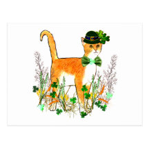 St. Patrick's Day Cat Postcard