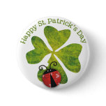 st. patrick's day clover & ladybugs buttons