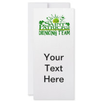 St Patricks Day Drinking Team. Irish Celebrations. Personalized Rack Card