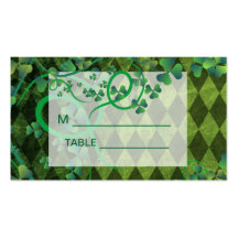 St. Patrick's Day Florish Clover Irish wedding pla Business Card Templates