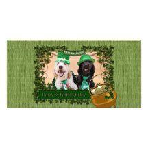 St Patricks Day - GoldenDoodles - Sadie and Izzie Custom Photo Card
