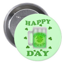 St. Patrick's Day Green Irish Beer Button