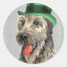 St. Patrick's Day Irish Wolfhound Round Stickers