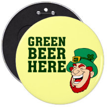 St. Patrick's Day Leprechaun Green Beer Sign Pin