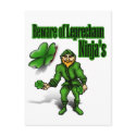 St. Patrick's Day, leprechaun ninja postcards