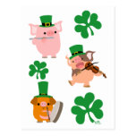 St Patrick's Day little musicians postcard