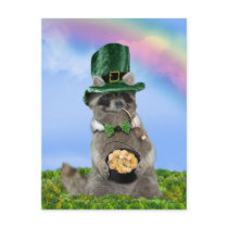 St Patrick's Day - Lucky Racoon Postcards