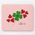St. Patrick's day romance shamrock and hearts Mouse Pad
