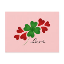 St. Patrick's day romance shamrock and hearts Post Cards