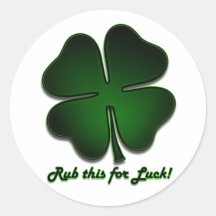 St. Patricks Day, Rub this for Luck! Stickers