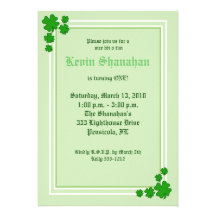 St. Patrick's Day Shamrock Birthday Invitation 5x7