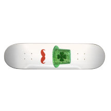St Patrick's Day Sparkle Hat & Ginger Moustache Skate Deck