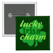 St. Patrick's Heart Lucky Charm Button