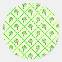 St. Patrick's wallpaper with shamrocks and squares Round Sticker