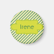 St. Patty Green and Yellow Stripes Refrigerator Magnet