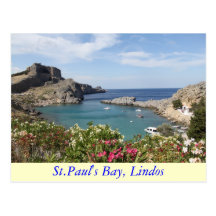 St.Paul's Bay, Lindos Post Card