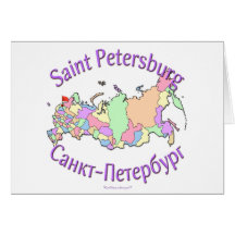 St. Petersburg City Russia Map Greeting Cards